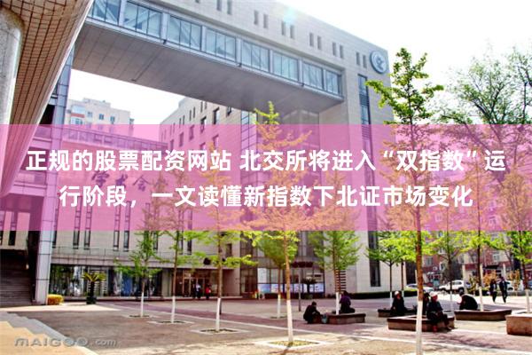 正规的股票配资网站 北交所将进入“双指数”运行阶段，一文读懂新指数下北证市场变化